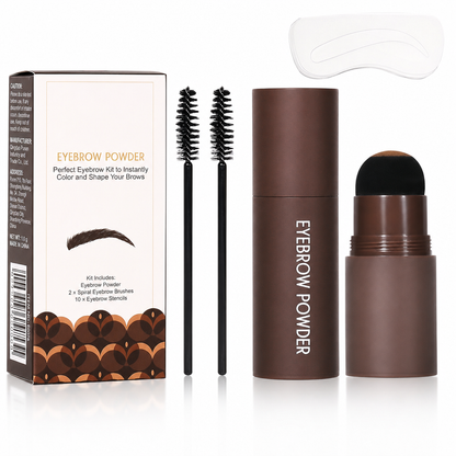 Eyebrow Stamp and Headband Stencil Set with Hairline Powder and Brushes