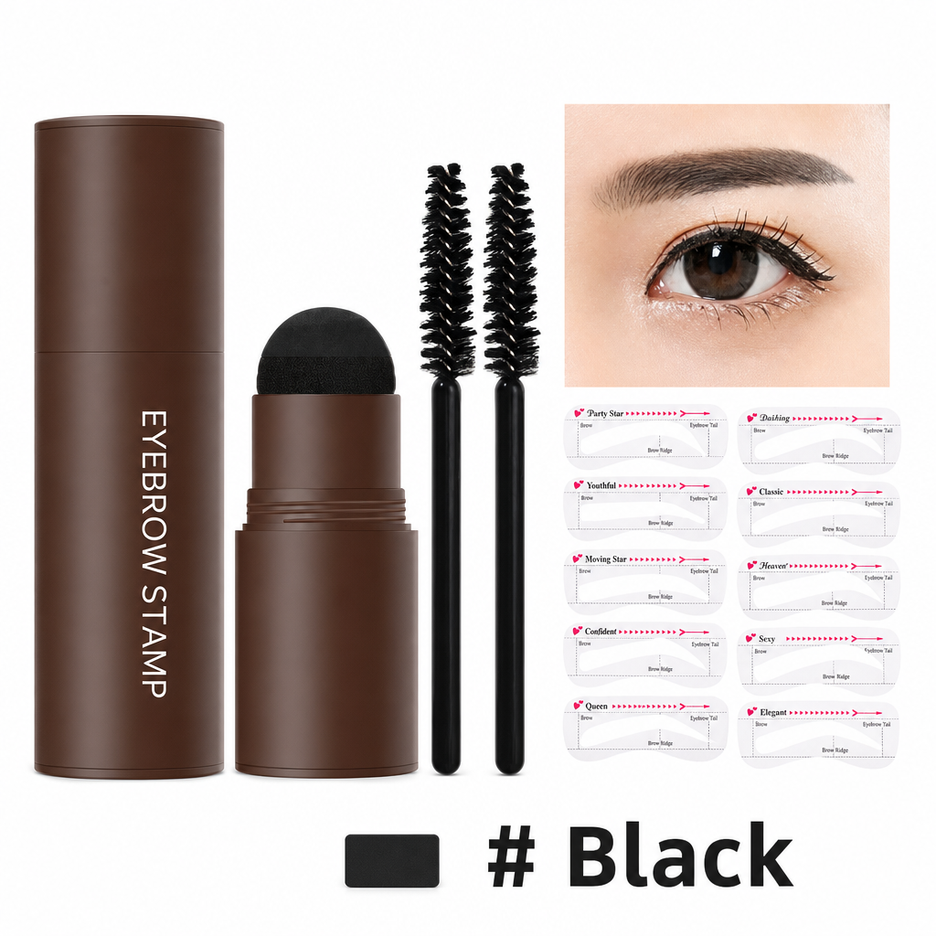 Eyebrow Stamp and Headband Stencil Set with Hairline Powder and Brushes