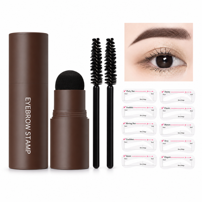 Eyebrow Stamp and Headband Stencil Set with Hairline Powder and Brushes