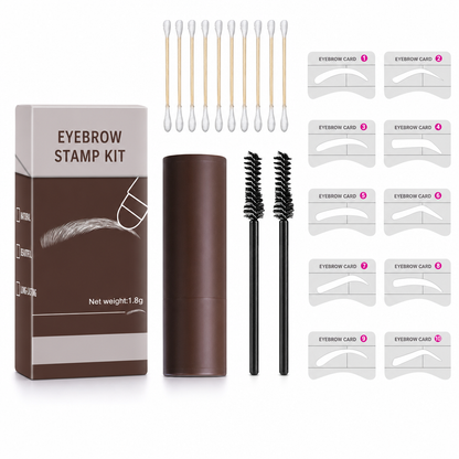 Eyebrow Stamp and Headband Stencil Set with Hairline Powder and Brushes