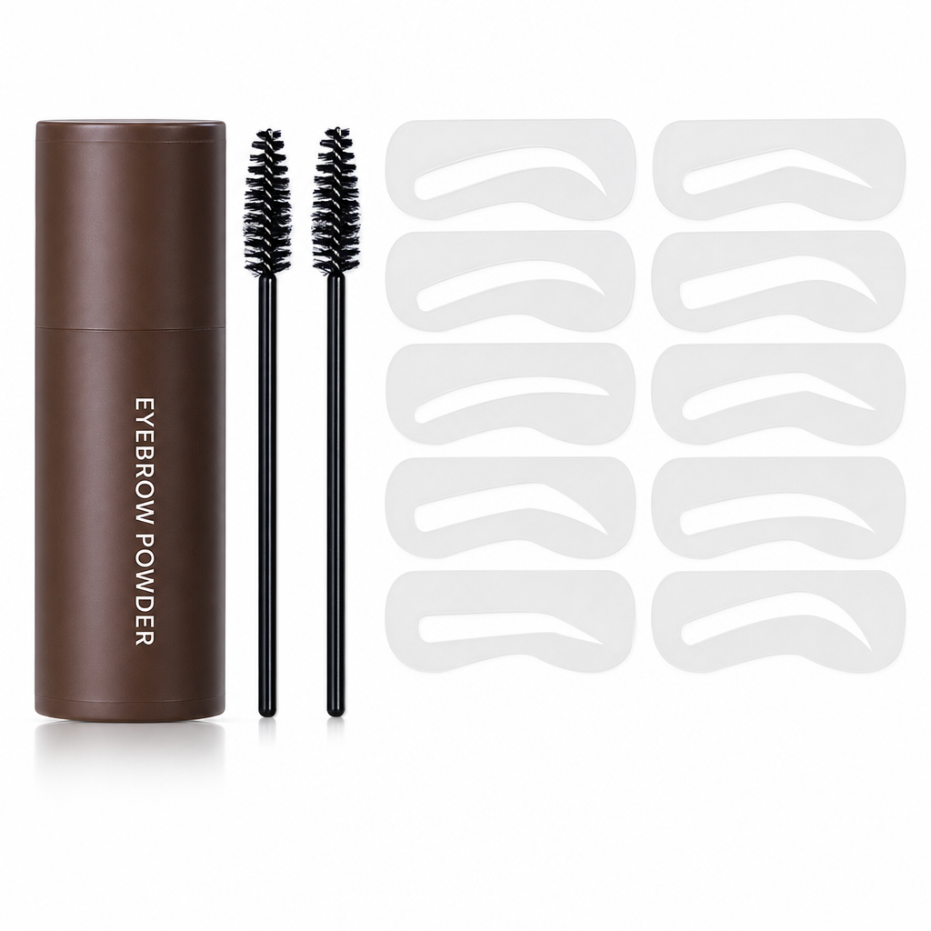 Eyebrow Stamp and Headband Stencil Set with Hairline Powder and Brushes