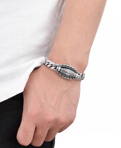 Tibetan Silver Six-character Mantra Luck Bracelet