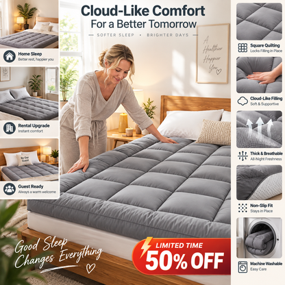 Soft Quilted Mattress Topper 🛏️ A Cloud-Like Layer of Comfort – Drift Off in Softness, Wake Up Refreshed ✨