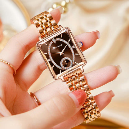 💎Fashion Square Ladies Rose Gold Diamond Watch