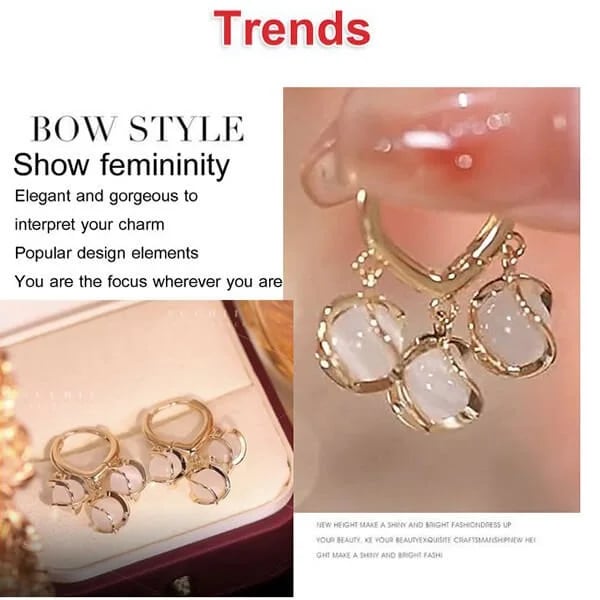 Bellflower Cat's Eye Stone Earrings