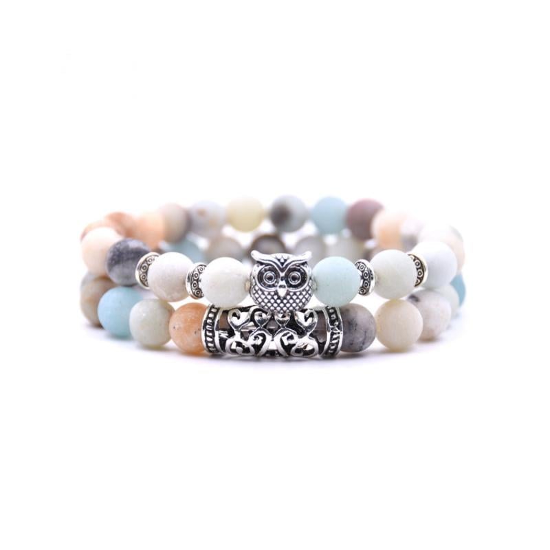Owl Charm natural stone bracelet