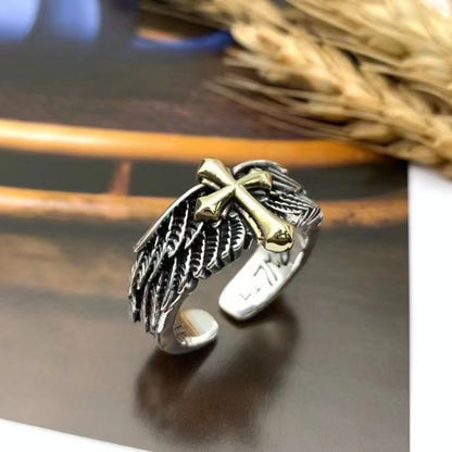 Angel Wings Crucifixion Ring