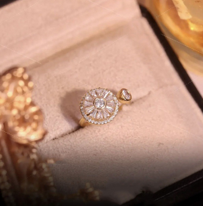 Gold Crystal Anxiety Relief Spinning Ring
