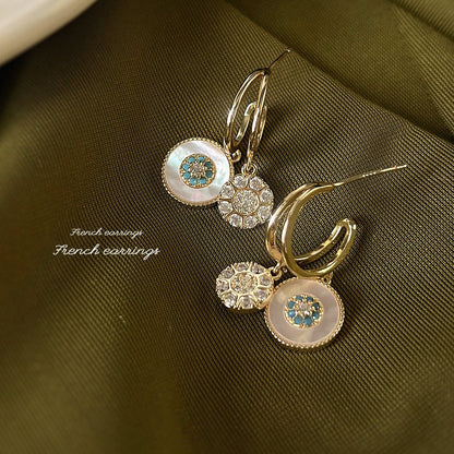 Natural shell zircon earrings