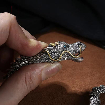 Dragon Head Premium Sterling Silver Bracelet - Bring you fortune and good luck!