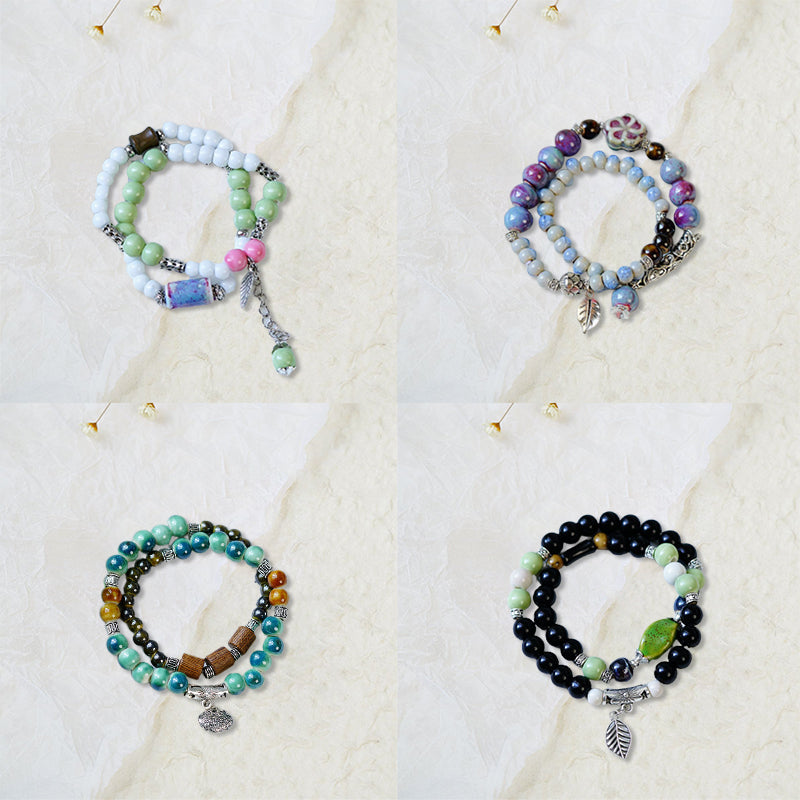 [Exclusive gift] Vintage ceramic beads bracelet
