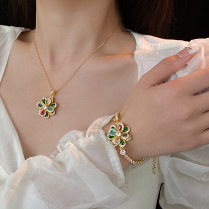 Luxury Floral Pendant Necklace, Earrings and Bracelet