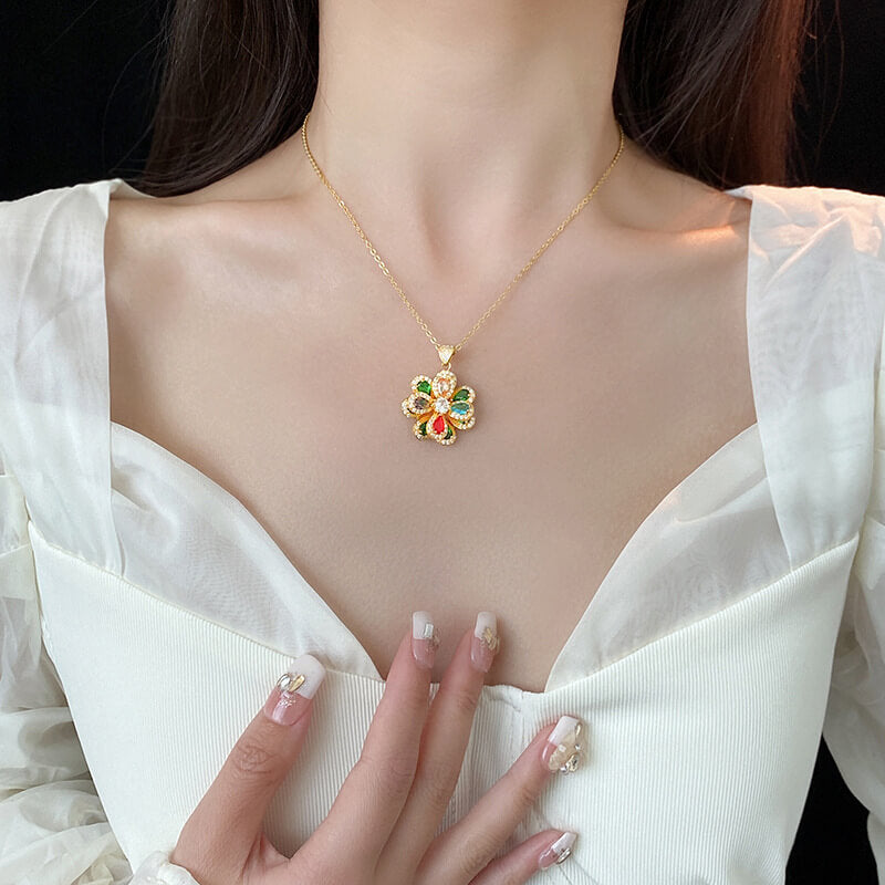 Luxury Floral Pendant Necklace, Earrings and Bracelet