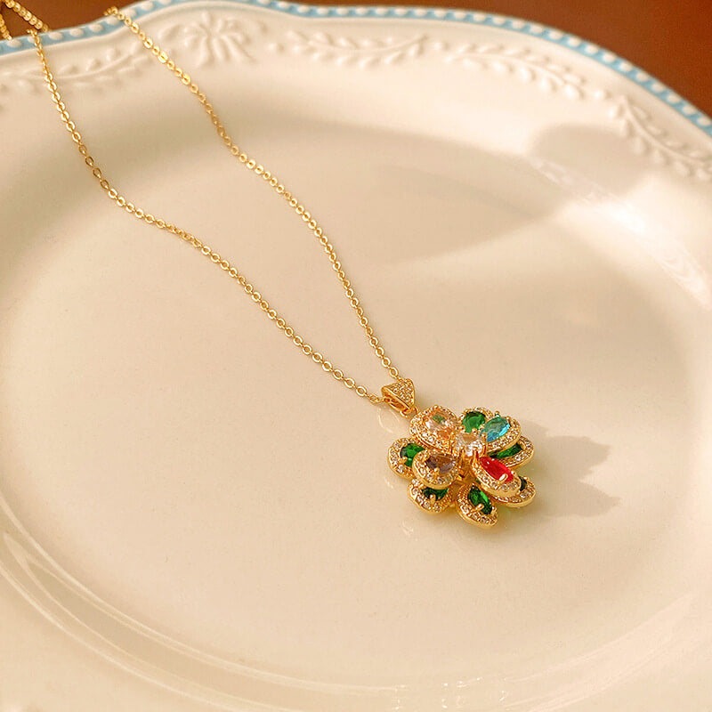 Luxury Floral Pendant Necklace, Earrings and Bracelet
