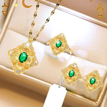 Italian Crafted Vintage Emerald Jewellery Set