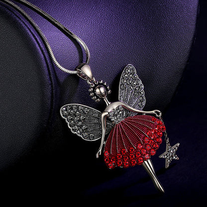 [Exquisite Gift] Super Sparkling Angel Wings Little Princess Pendant Long Necklace