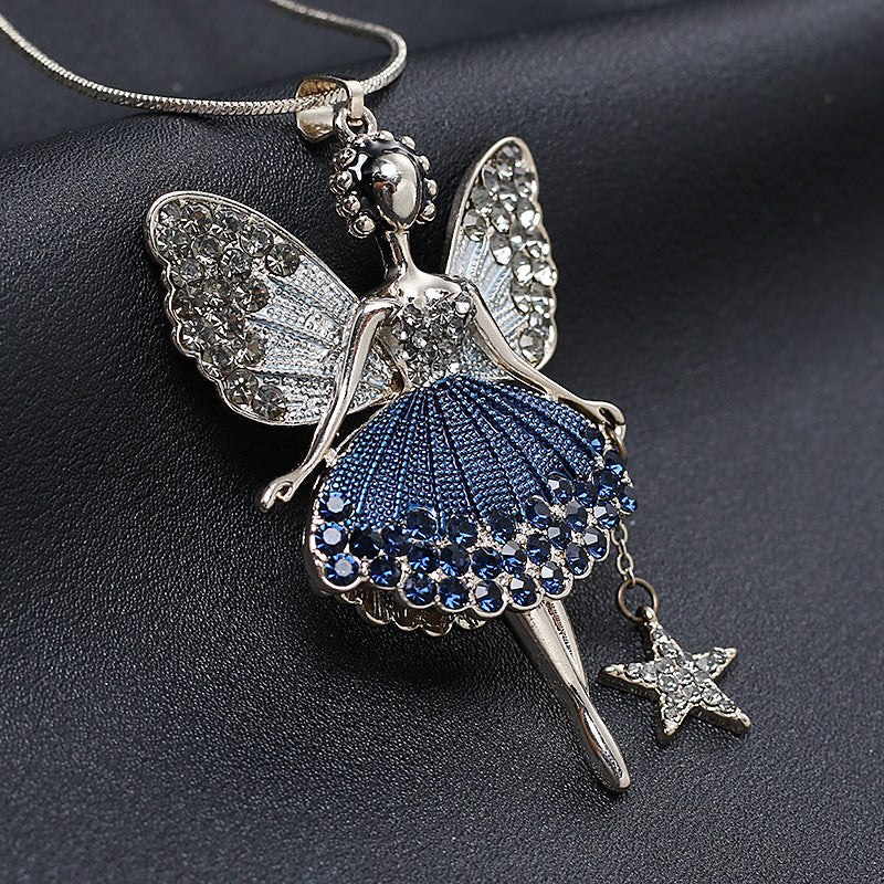 [Exquisite Gift] Super Sparkling Angel Wings Little Princess Pendant Long Necklace