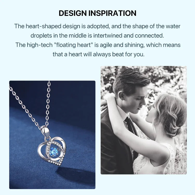 Shining Heart-shaped Pendant Silver Necklace For Women