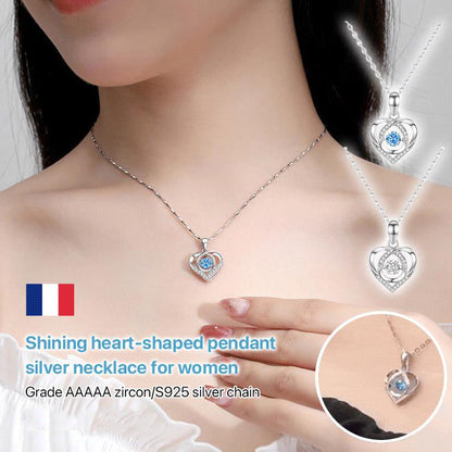 Shining Heart-shaped Pendant Silver Necklace For Women