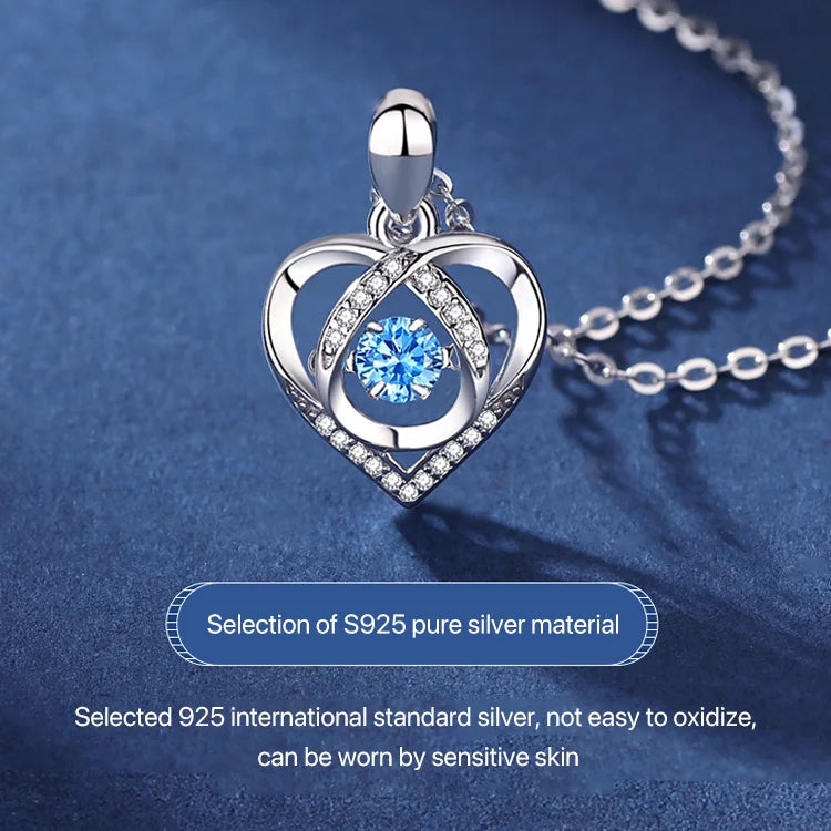 Shining Heart-shaped Pendant Silver Necklace For Women