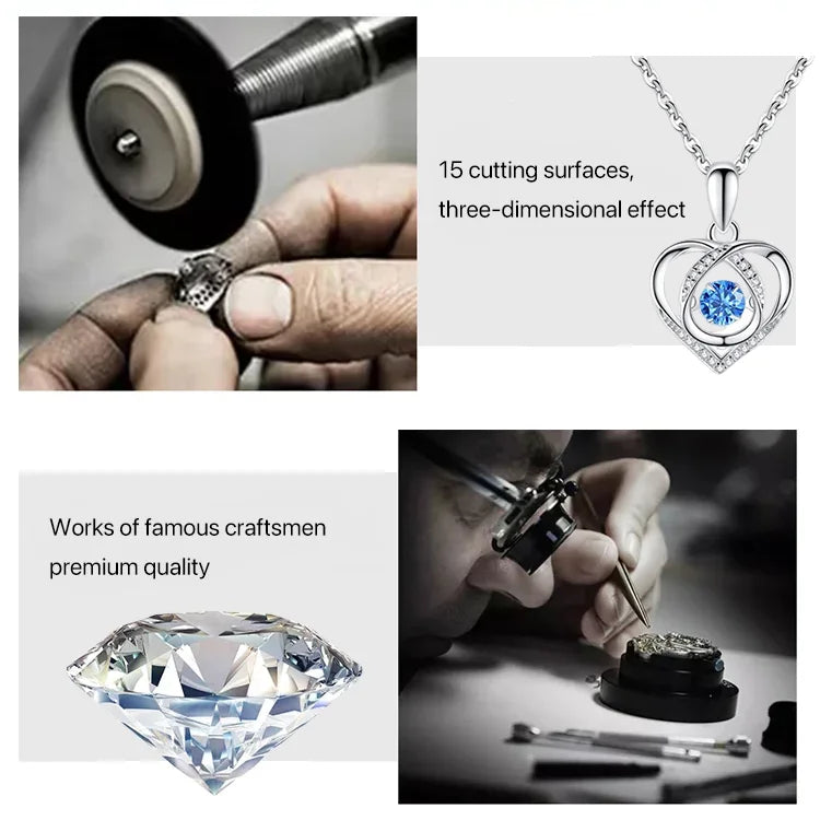 Shining Heart-shaped Pendant Silver Necklace For Women