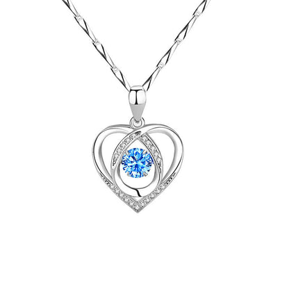 Shining Heart-shaped Pendant Silver Necklace For Women