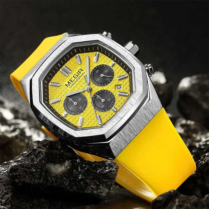 Multi-functional Luminous Octagon Dial Quartz Sport Watch