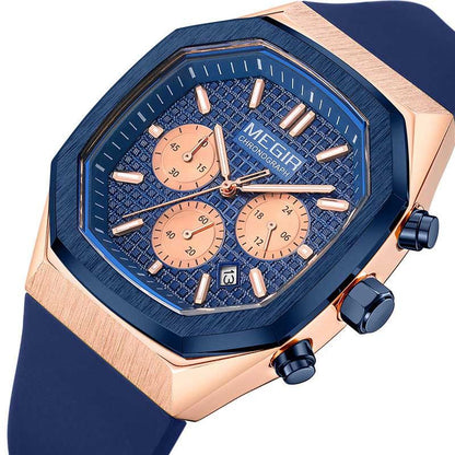 Multi-functional Luminous Octagon Dial Quartz Sport Watch
