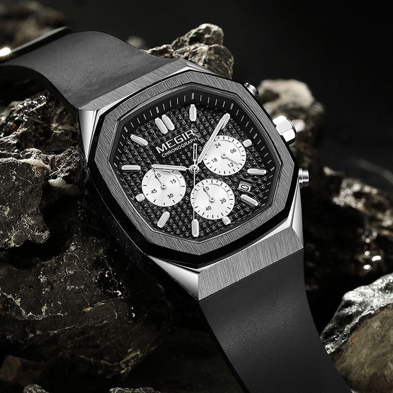Multi-functional Luminous Octagon Dial Quartz Sport Watch