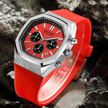 Multi-functional Luminous Octagon Dial Quartz Sport Watch