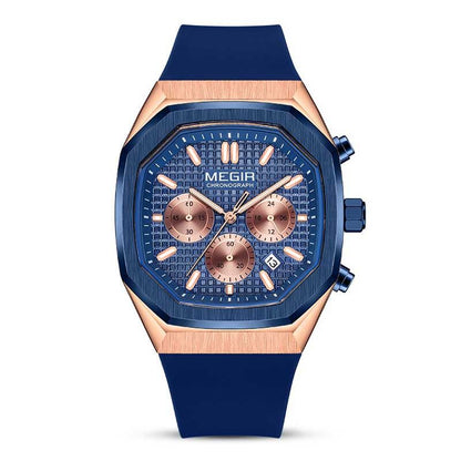 Multi-functional Luminous Octagon Dial Quartz Sport Watch