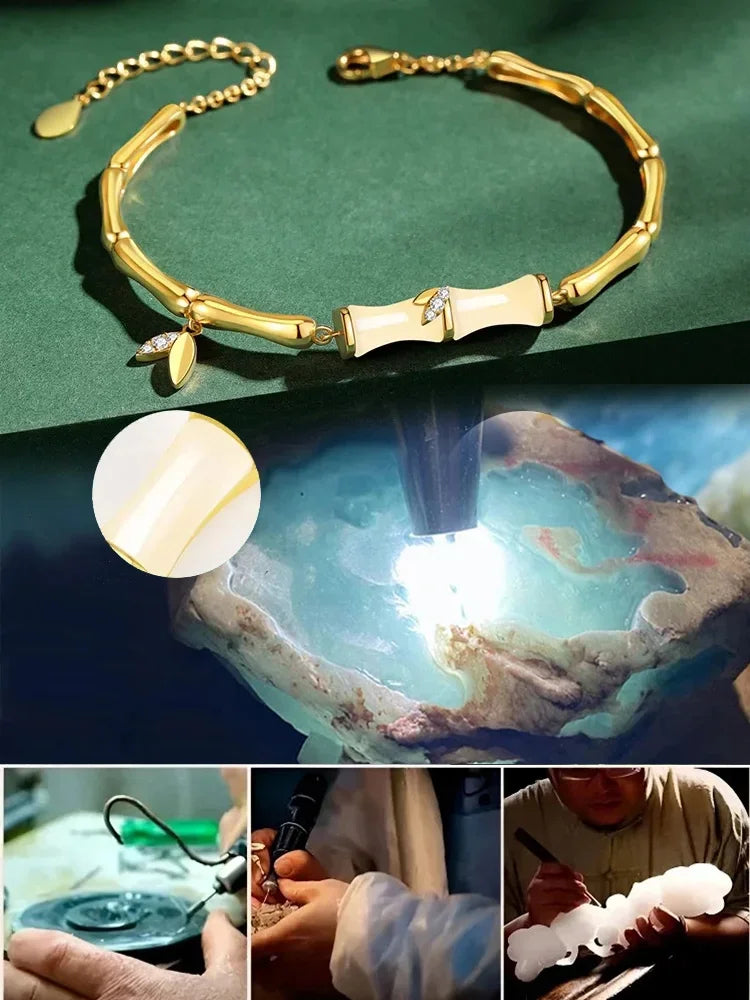 [Good Luck] Hetian Jade Bamboo Bracelet for Women