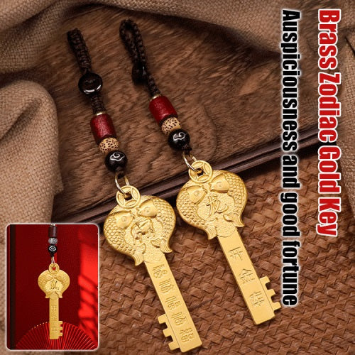 Brass Zodiac Gold Key