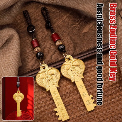 Brass Zodiac Gold Key