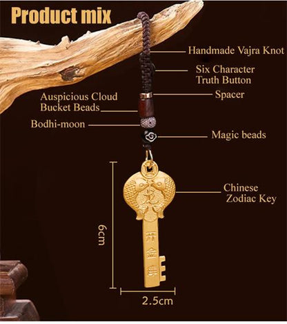 Brass Zodiac Gold Key