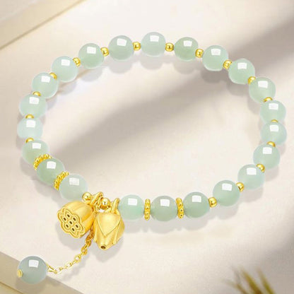 Lotus Flower Pendant Jade Bracelet (Guardian of the Golden Lotus)