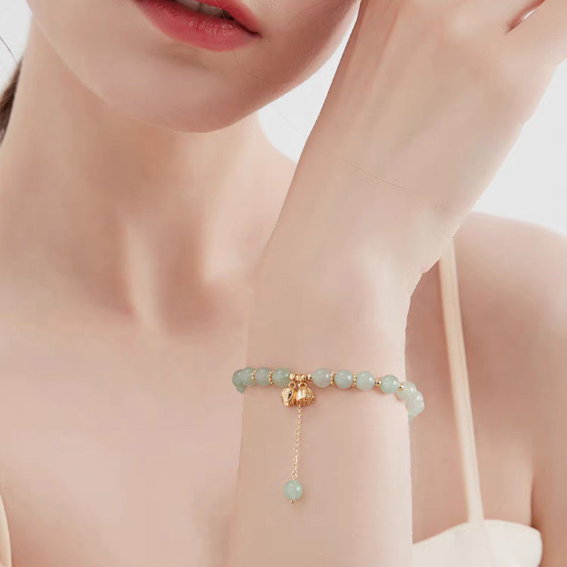 Lotus Flower Pendant Jade Bracelet (Guardian of the Golden Lotus)