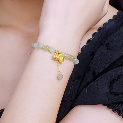 Lotus Flower Pendant Jade Bracelet (Guardian of the Golden Lotus)