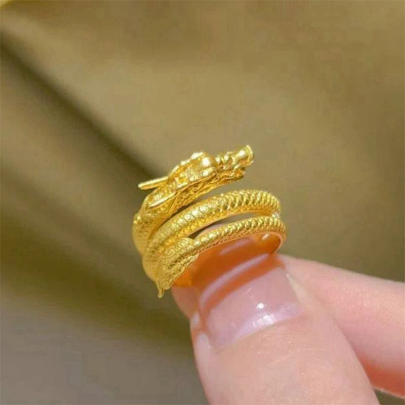 Women’s Golden Coiled Dragon Ring