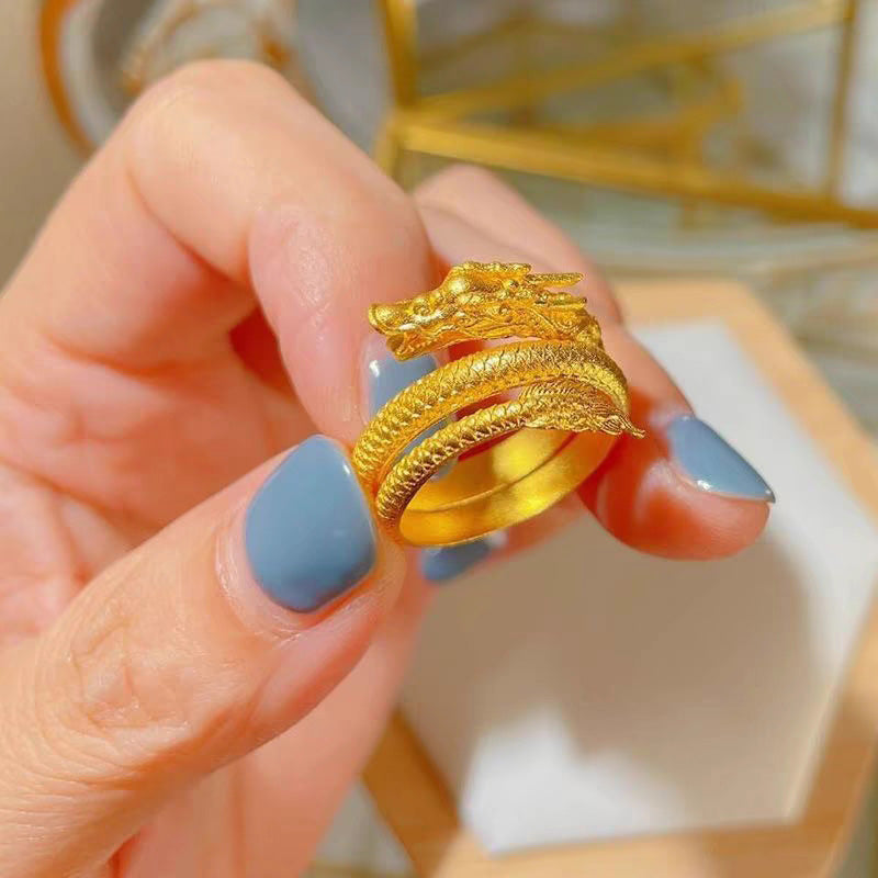 Women’s Golden Coiled Dragon Ring