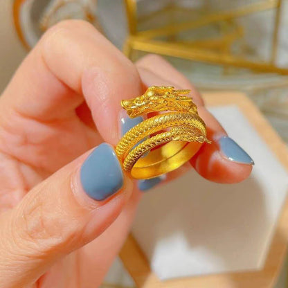 Women’s Golden Coiled Dragon Ring