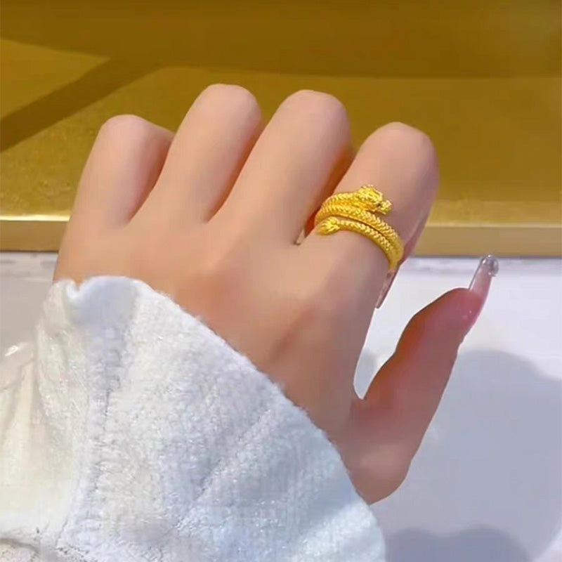 Women’s Golden Coiled Dragon Ring