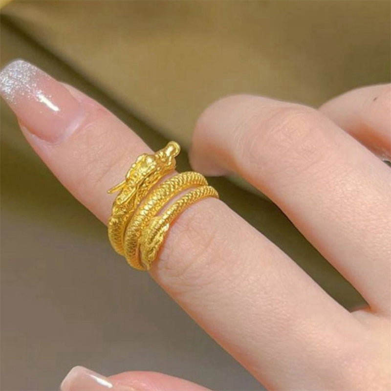 Women’s Golden Coiled Dragon Ring