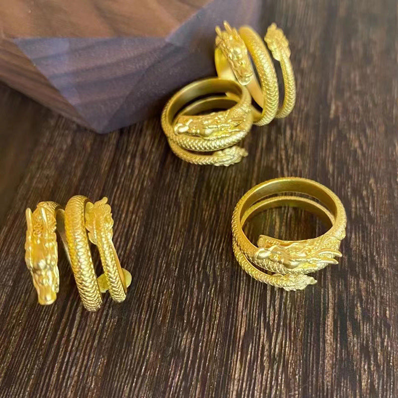 Women’s Golden Coiled Dragon Ring