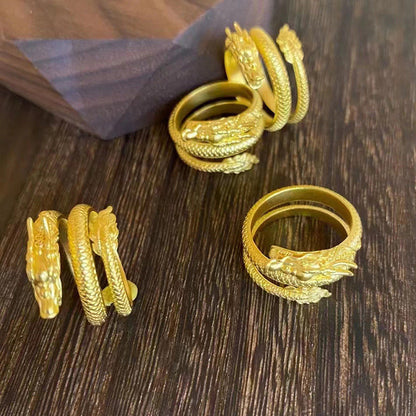 Women’s Golden Coiled Dragon Ring