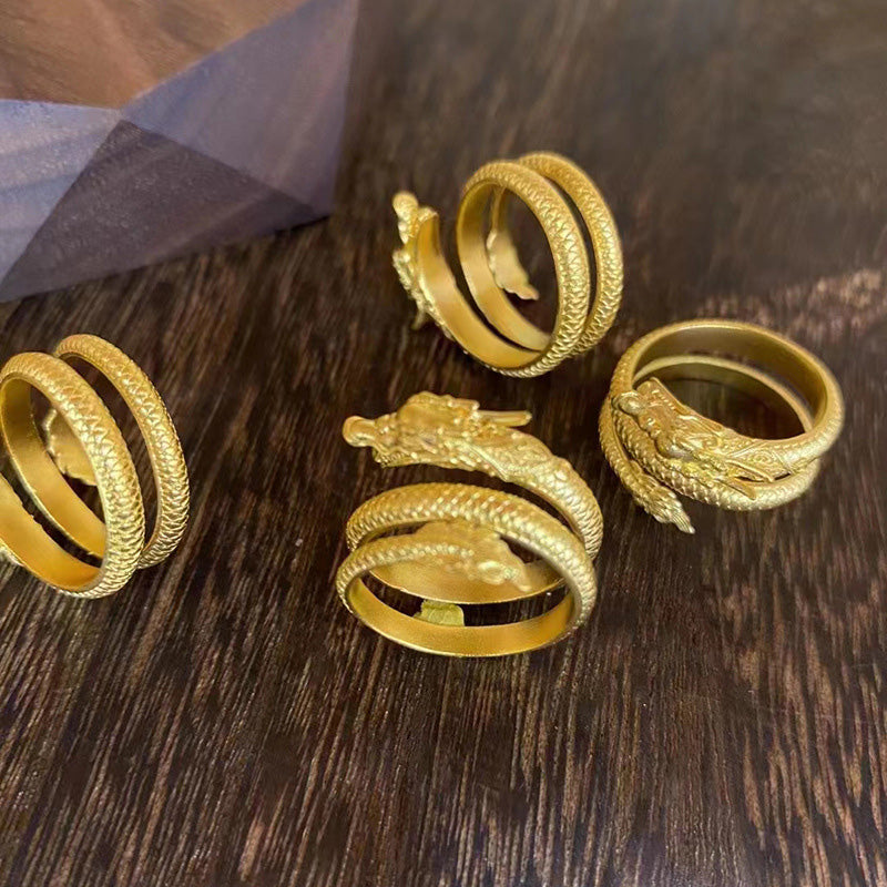 Women’s Golden Coiled Dragon Ring