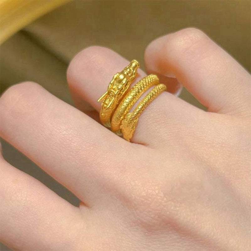 Women’s Golden Coiled Dragon Ring