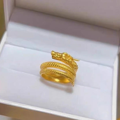 Women’s Golden Coiled Dragon Ring