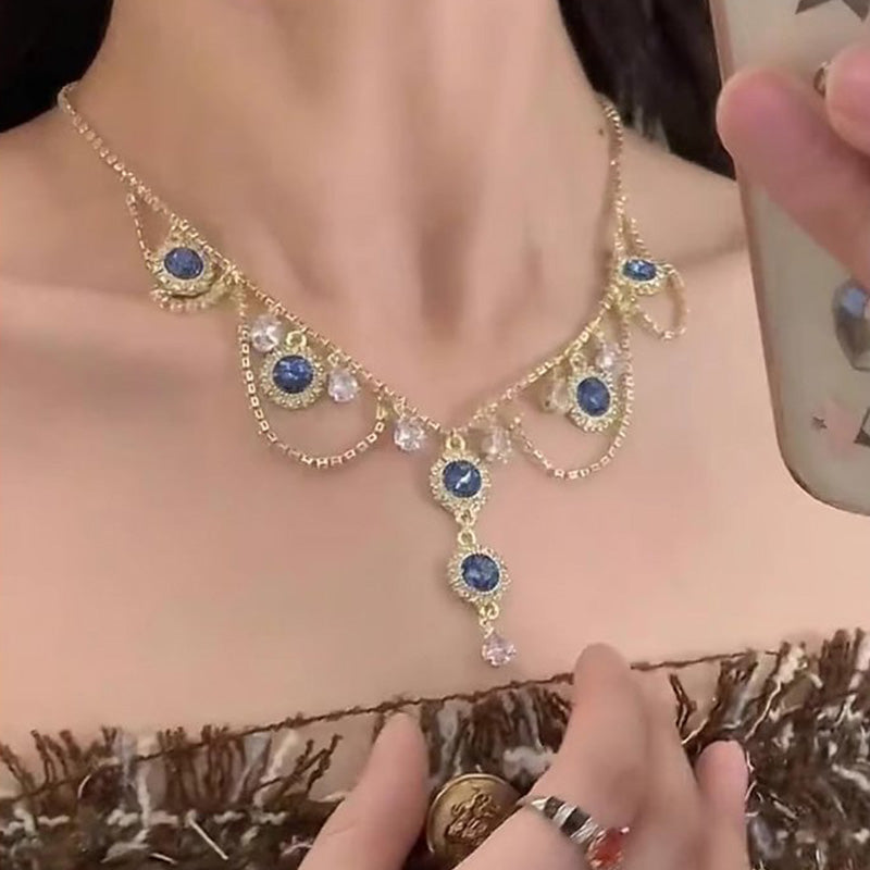 French Blue Zirconia Necklace--（Heart of the Ocean）