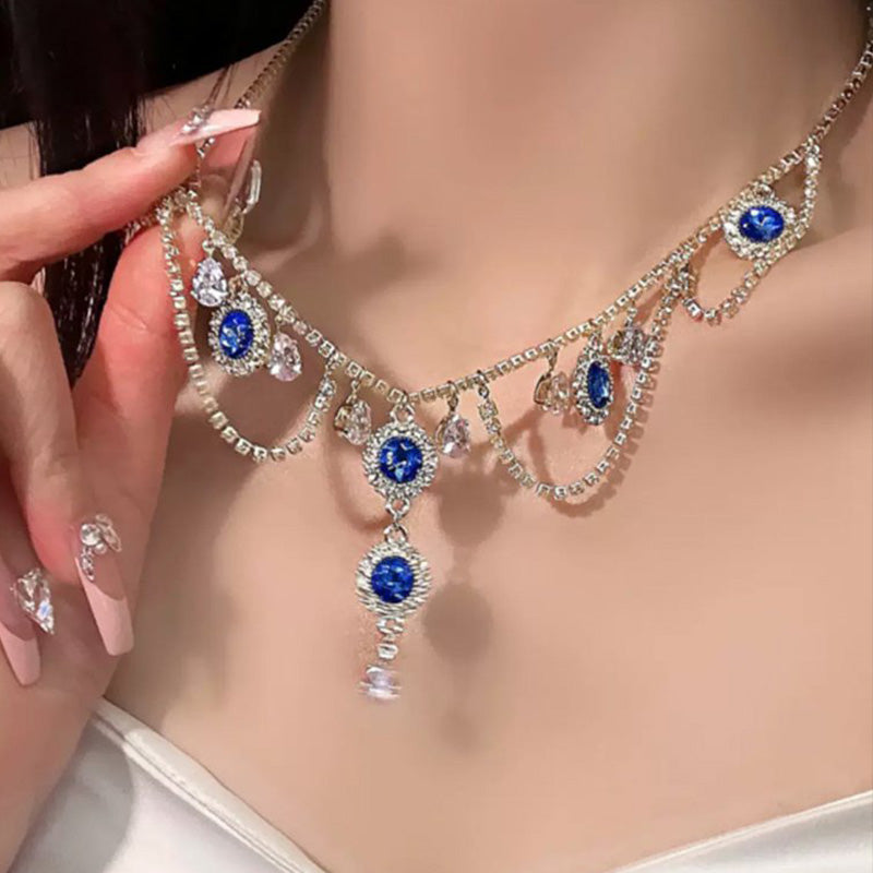 French Blue Zirconia Necklace--（Heart of the Ocean）